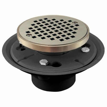 JONES STEPHENS 2 in. x 3 in. PVC Shower Drain/Floor Drain with 4 in. Nickel Bronze Cast Round Strainer with Ring D50131